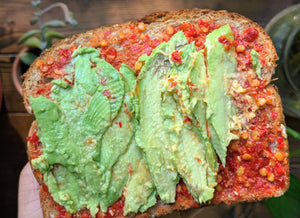 Avocado Toast with paste using SpiceFix dried red whole Kashmiri Chilies 