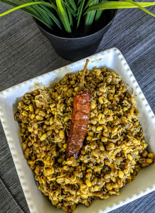 Sprouted mung beans made with SpiceFix Kashmiri Whole Chilies and Coriander-Cumin Powder Blend